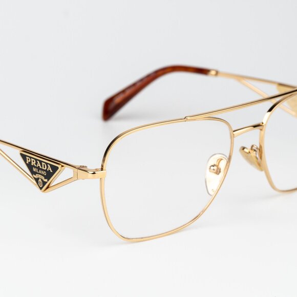Prada Men Eyeglasses Gold Rectangle PRB50V 5AK1O1 NEW AUTHENTIC - Picture 6 of 10